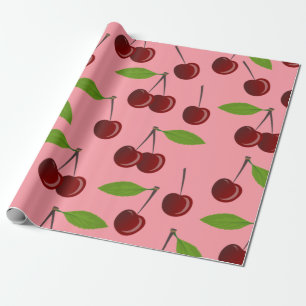 pink cherry cherries wrapping paper