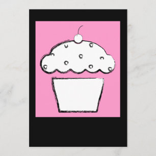 pink cherry cupcake invitation