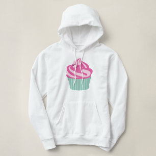 Pink Cherry Cupcake with Green Stripes Hoodie