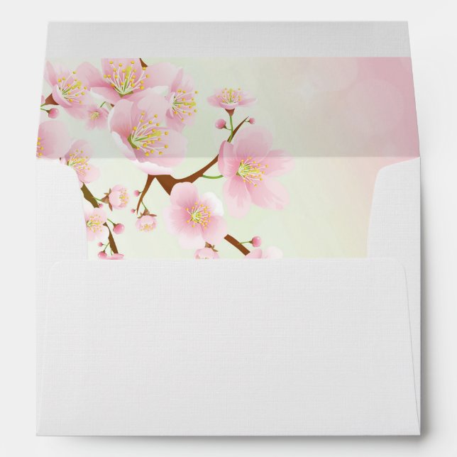 Pink cherry flowers blossom envelope (Back (Bottom))