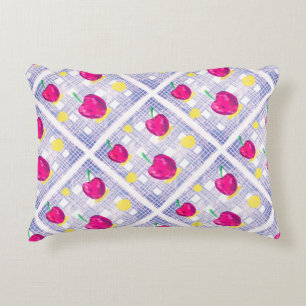 Pink Cherry on Soft Plaid Accent Pillow