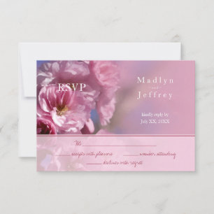 pink cherry tree blossoms spring wedding RSVP card