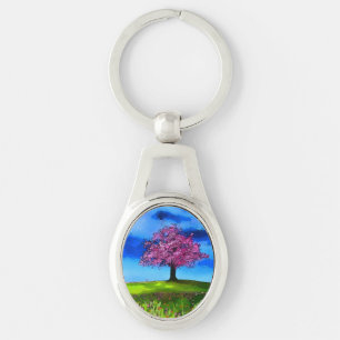 Pink Cherry Tree Keychain