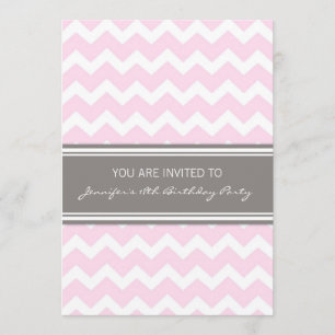 Pink Chevron 18th Birthday Party Invitations