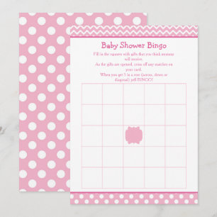 Pink Chevron and Polka Dot Baby Shower Bingo Invitation