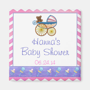 Pink Chevron Baby Pram Baby Shower Favour Magnet