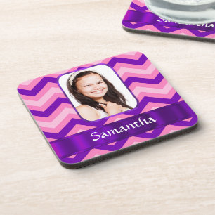 Pink chevron coaster