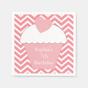 Pink Chevron Cupcake Napkin
