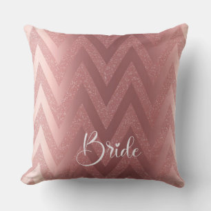 Pink Chevron Glitter Bridal Shower Throw Pillow
