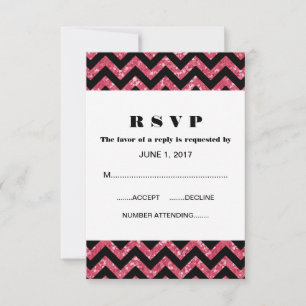 Pink Chevron Glitter Response Card