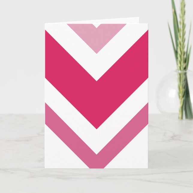 Pink Chevron Greeting Card (Front)
