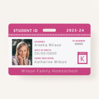 Pink Chevron Homeschool Student ID Badge