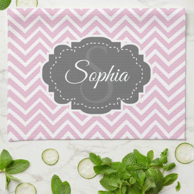 Pink Chevron Kitchen Towel (Folded)
