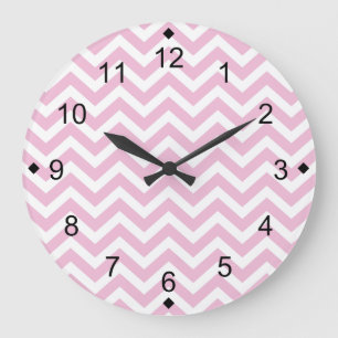 Pink Chevron Large Clock