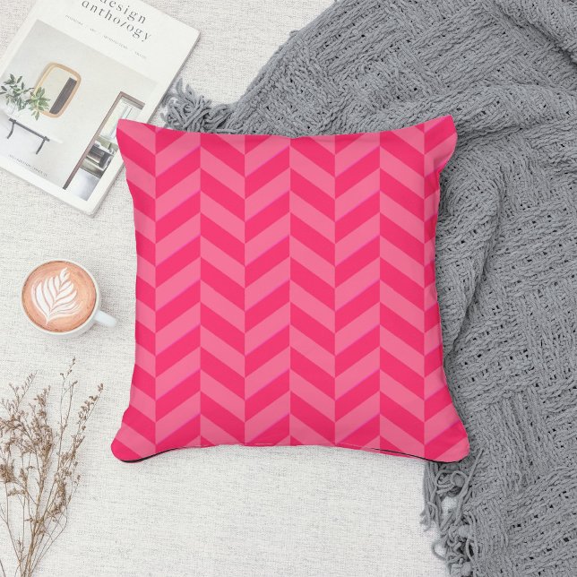 Pink Chevron Modern Decorative Accent Throw Pillow (Creator Uploaded)