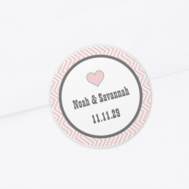 Pink Chevron or Choose Colour  Classic Round Sticker (Creator Uploaded)