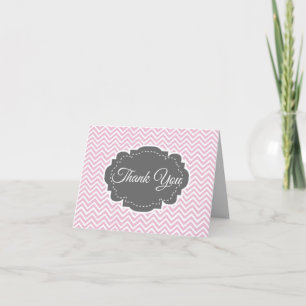 Pink Chevron Personalized Folded Thank You Card