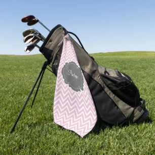 Pink Chevron Personalized Golf Towel