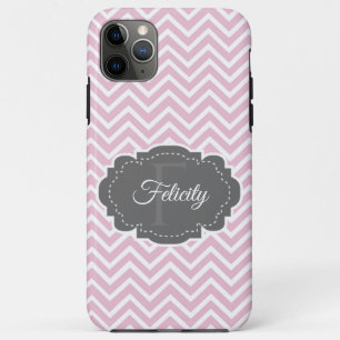 Pink Chevron Personalized iPhone Case
