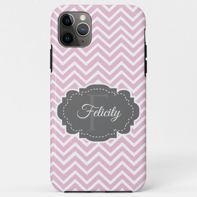 Pink Chevron Personalized iPhone Case (Back)