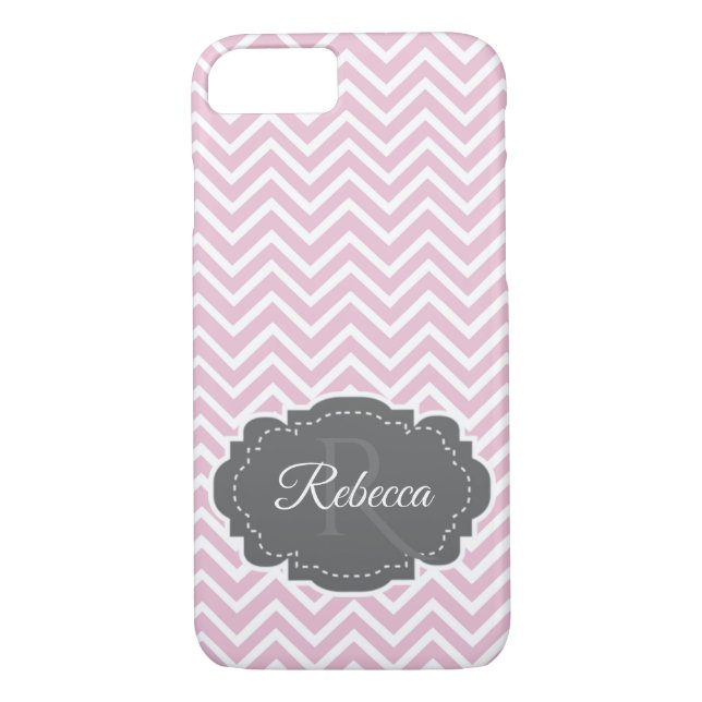 Pink Chevron Personalized iPhone Case (Back)