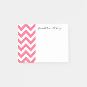 Pink Chevron Personalized Post It Notes