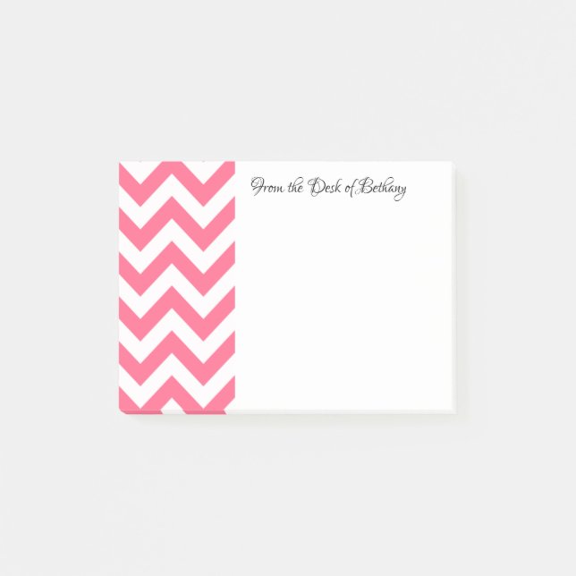 Pink Chevron Personalized Post It Notes (Front)