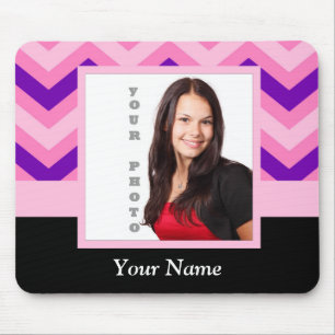 Pink chevron photo template mouse pad