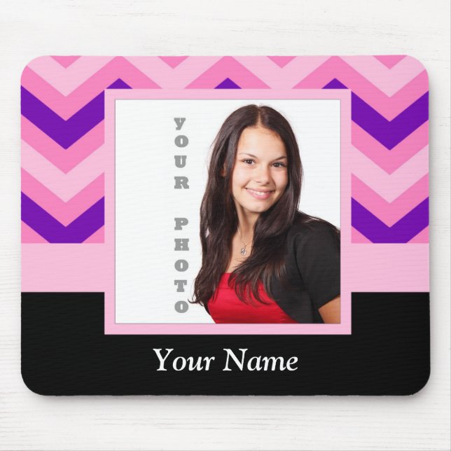 Pink chevron photo template mouse pad (Front)