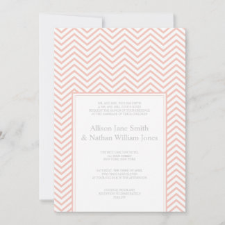 Pink Chevron Print Wedding Invitation