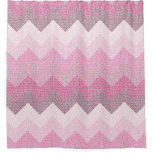 Pink Chevron Shower Curtain