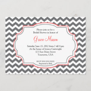 Pink Chevron Shower Invitation