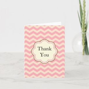 Pink Chevron Thank You Card