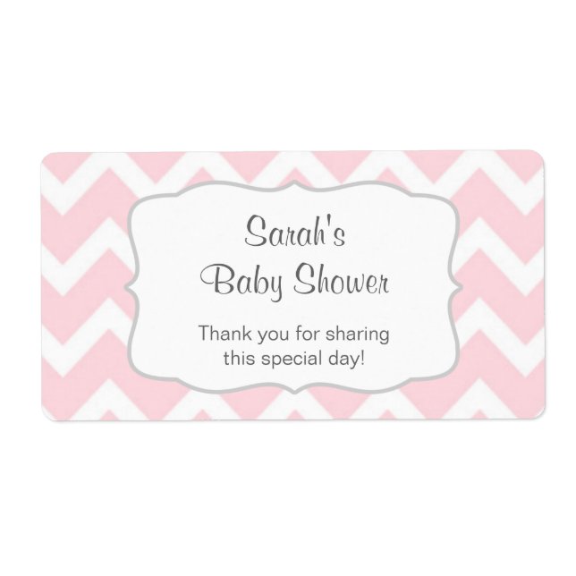 Pink Chevron Water Bottle or favour u customize (Front)