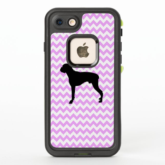 Pink Chevron With Boxer Silhouette LifeProof iPhone Case (Back)