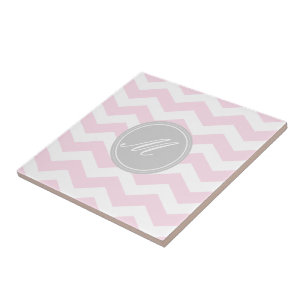 Pink Chevron with Monogram Tiles