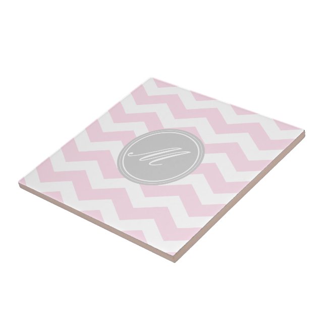 Pink Chevron with Monogram Tiles (Side)