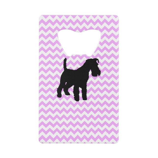 Pink Chevron With Schnauzer Silhouette Wallet Bottle Opener (Front)