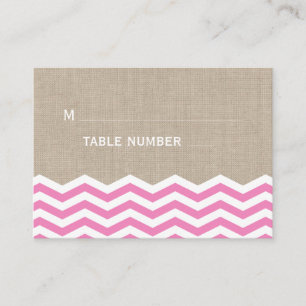 Pink Chevrons on Burlap Place Card