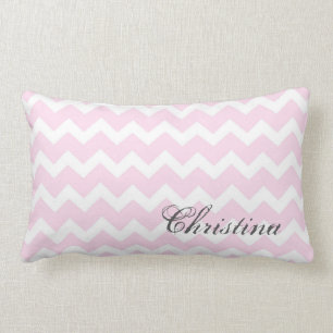 Pink Chevrons Pattern Monogram Pillow