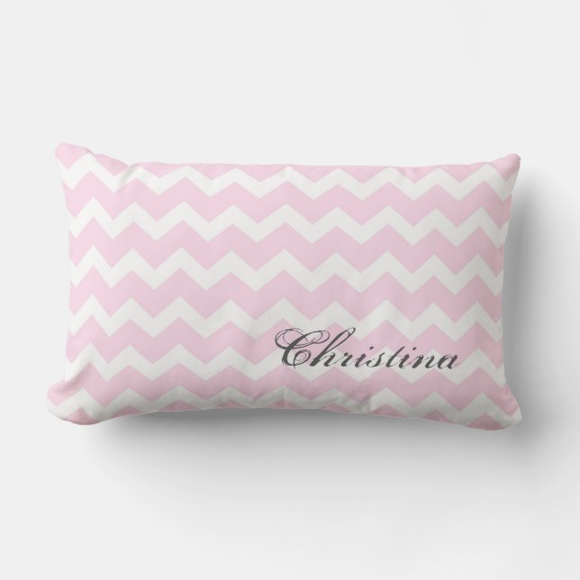 Pink Chevrons Pattern Monogram Pillow (Front)