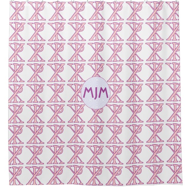 Pink Chi Ro Cross Tiled Monogrammed  (Front)