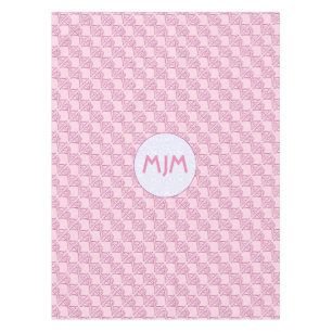 Pink Chi Ro Cross Tiled with Initials Tablecloth