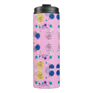 Pink Chic Abstract Floral pattern Thermal Tumbler