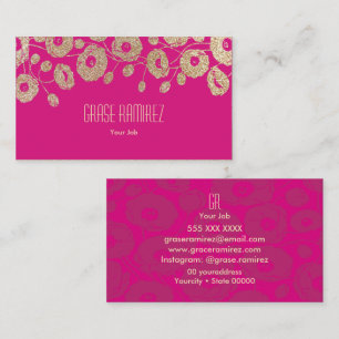 Pink   Chic and Modern Faux Rose Glitter Business Card