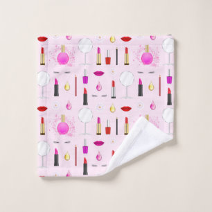 Pink Chic Beauty Makeup Pattern Wash Cloth