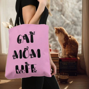 Pink Chic Cat Mom Life Cute Mother's Day Tote Bag