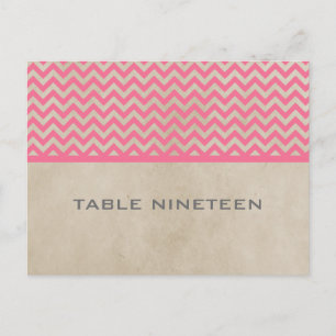 Pink Chic Chevron Numéro de table Carte postale