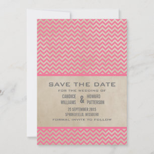 Pink Chic Chevron Save the Date Invite