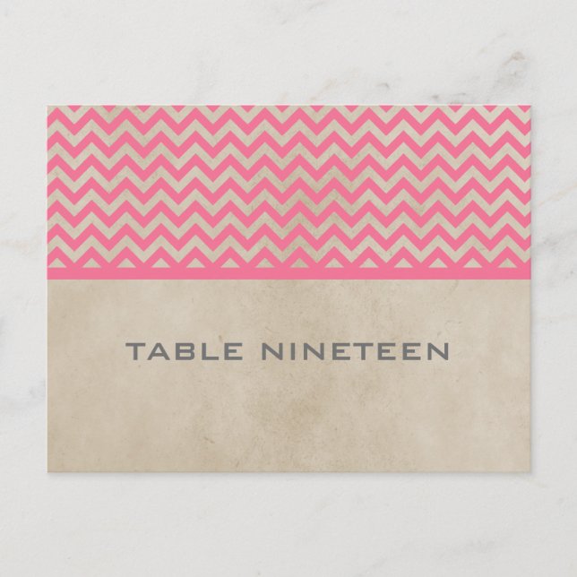 Pink Chic Chevron Table Number Postcard (Front)